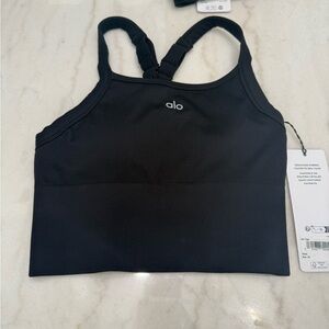 ALO Yoga Black Seamless Ribbed Bra Tank